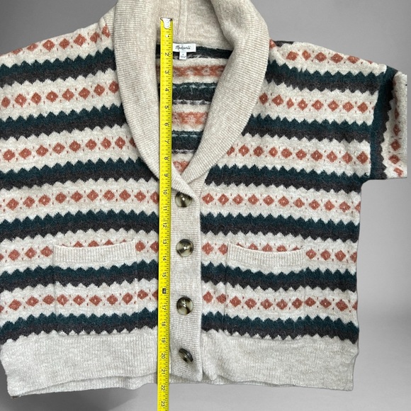 Madewell Adrienne Fair Isle Shawl Collar Alpaca Wool Blend Cardigan Women Small. - Picture 6 of 10